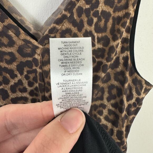 T Tahari NWT Flare Asymmetric Leopard Print Sleeveless Mesh Dress - Picture 12 of 12